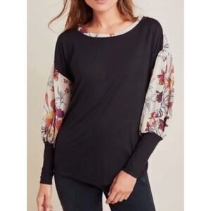 Anthropologie TINY Raye Black Juliet Sleeve Top Sz. L